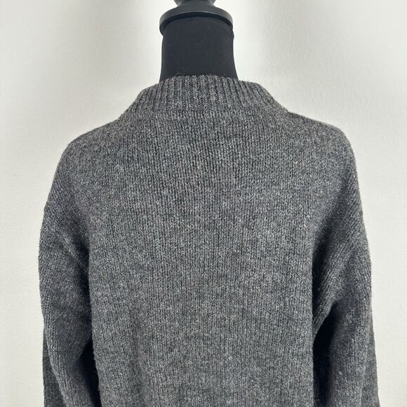Lands End Knit Henley Sweater Mens XL Grey Wool Blend Henley USA Made Vintage - Picture 10 of 13